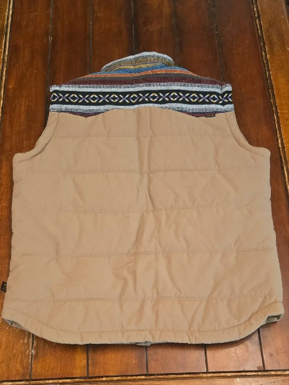 Howler Brothers Tan Vest with Multicolor Patterned Yoke